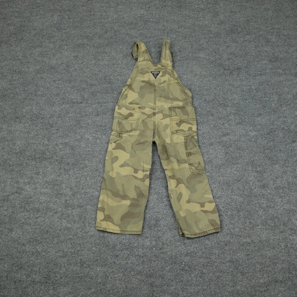 OshKosh B'gosh Overalls Boys 4T Green Camo Classic Canvas Adjustable Straps